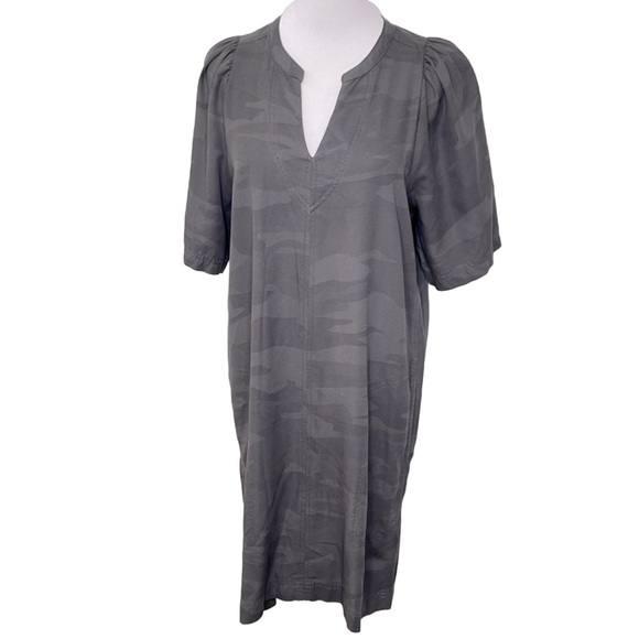 Splendid Casual Short Sleeve Camo Print Shift Dress With Pockets - Picture 1 of 7